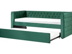 Udtræksseng Velour GASSIN 90 x 200 cm Smaragdgrøn