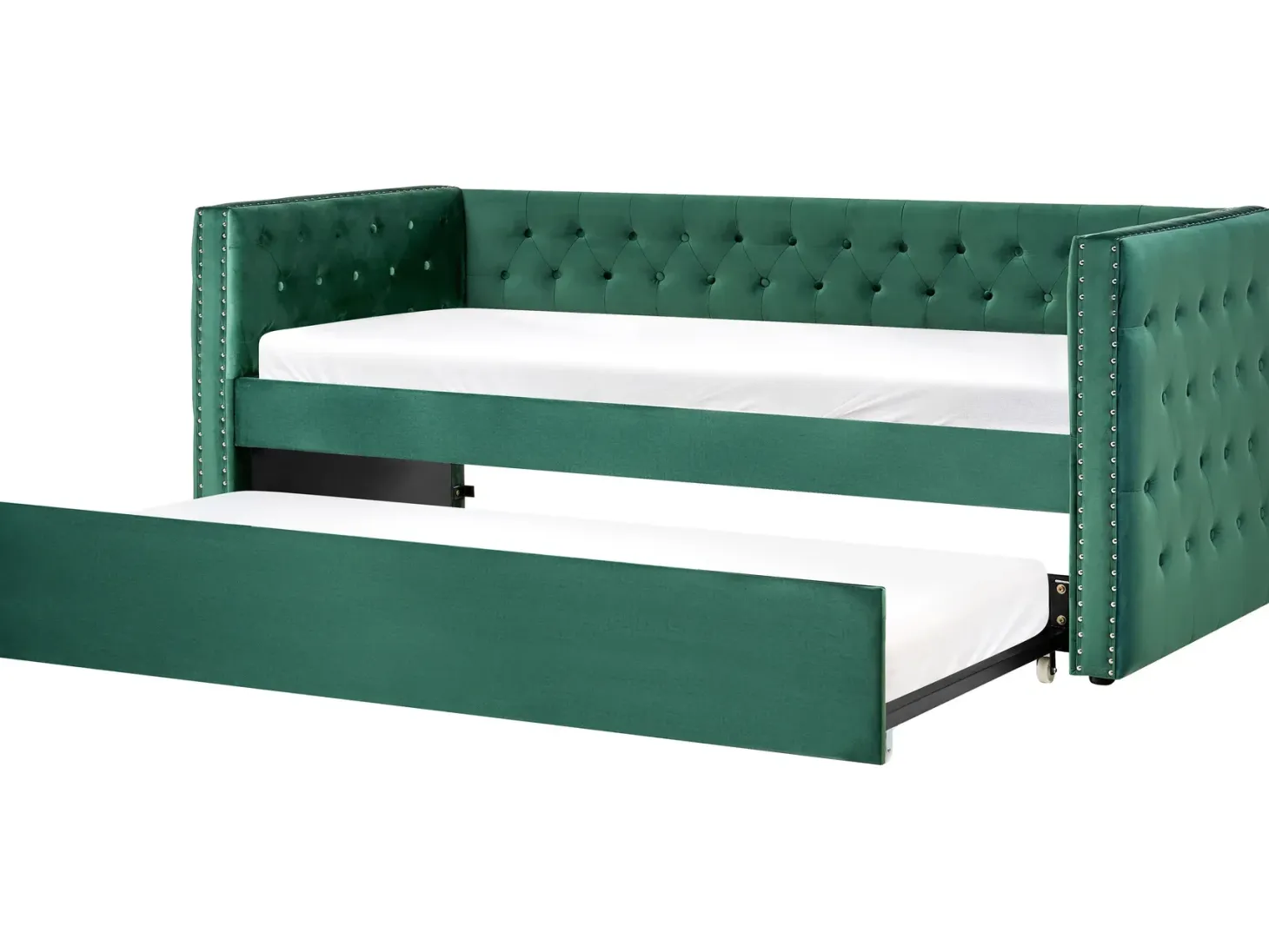 Udtræksseng Velour GASSIN 90 x 200 cm Smaragdgrøn