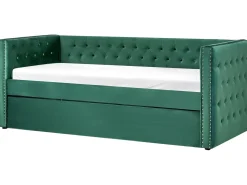 Udtræksseng Velour GASSIN 90 x 200 cm Smaragdgrøn
