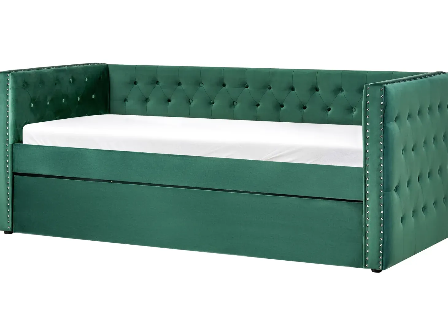 Udtræksseng Velour GASSIN 90 x 200 cm Smaragdgrøn