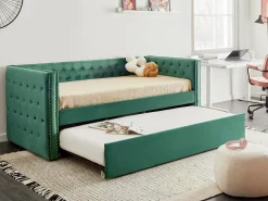 Udtræksseng Velour GASSIN 90 x 200 cm Smaragdgrøn