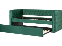 Udtræksseng Velour GASSIN 90 x 200 cm Smaragdgrøn