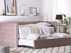 Udtræksseng Velour GASSIN 90 x 200 cm Lyserød