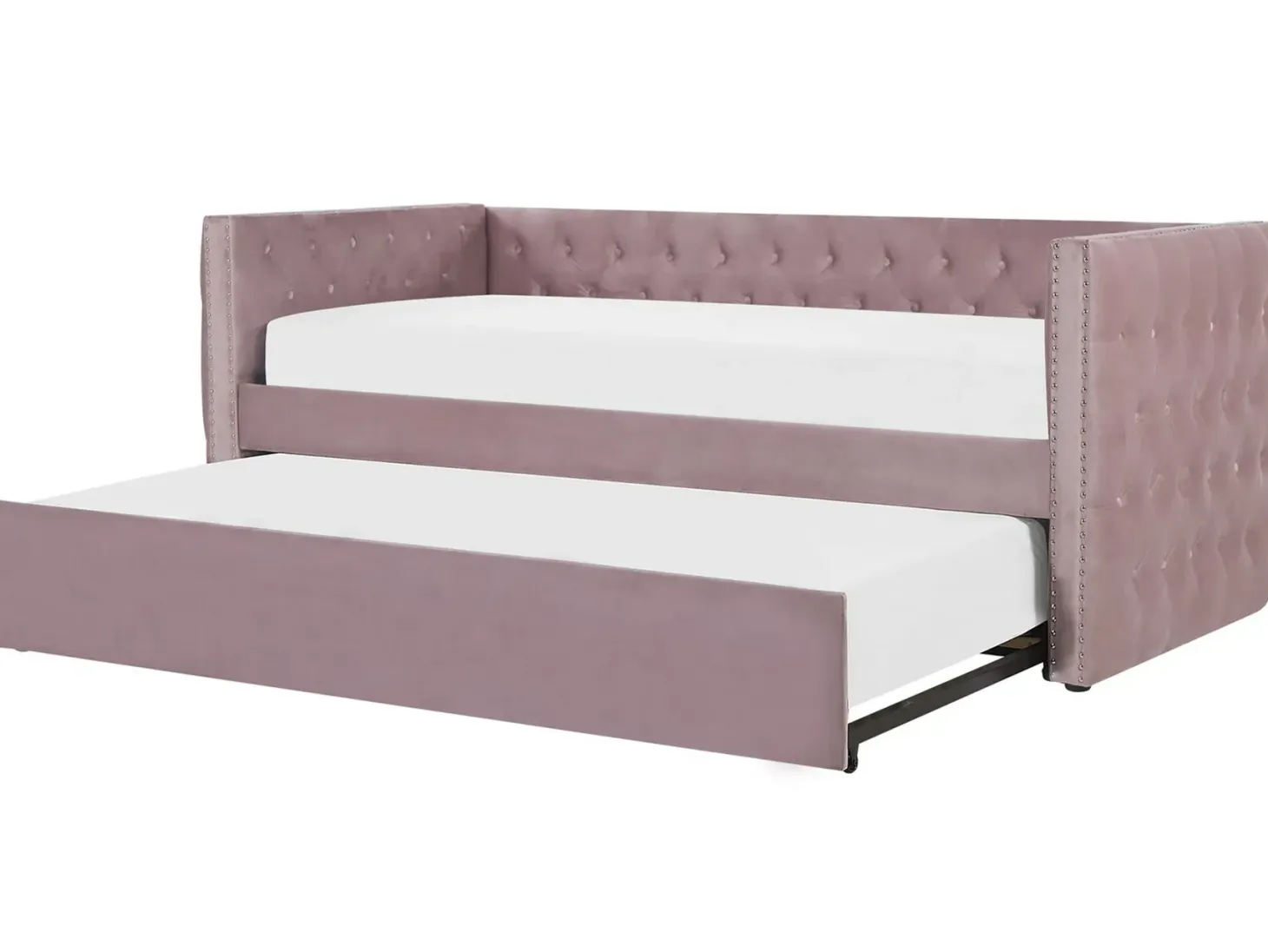 Udtræksseng Velour GASSIN 90 x 200 cm Lyserød