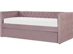 Udtræksseng Velour GASSIN 90 x 200 cm Lyserød