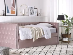 Udtræksseng Velour GASSIN 90 x 200 cm Lyserød