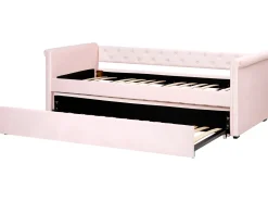 Udtræksseng Velour LIBOURNE 90 x 200 cm Pastellrosa