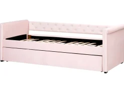 Udtræksseng Velour LIBOURNE 90 x 200 cm Pastellrosa