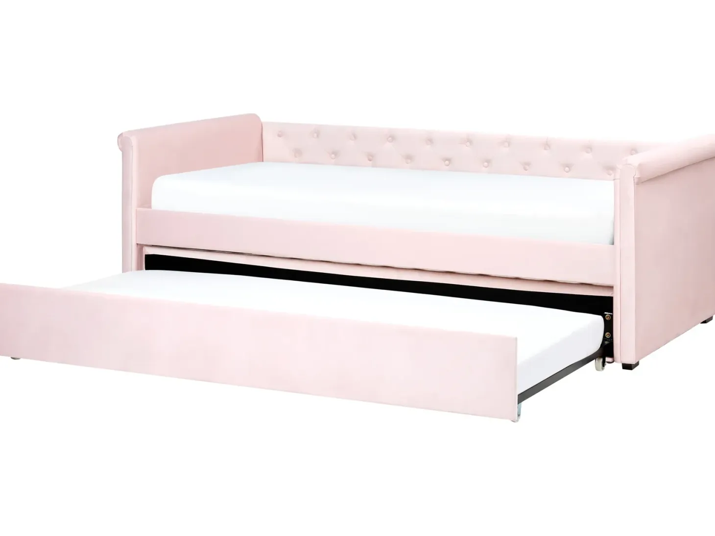 Udtræksseng Velour LIBOURNE 90 x 200 cm Pastellrosa