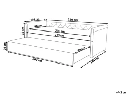 Udtræksseng Velour LIBOURNE 90 x 200 cm Pastellrosa
