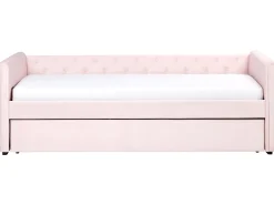 Udtræksseng Velour LIBOURNE 90 x 200 cm Pastellrosa