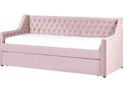 Udtræksseng Velour MONTARGIS 90 x 200 cm Lyserød