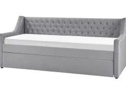 Udtræksseng Velour MONTARGIS 90 x 200 cm Lysegrå