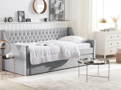 Udtræksseng Velour MONTARGIS 90 x 200 cm Lysegrå