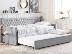 Udtræksseng Velour MONTARGIS 90 x 200 cm Lysegrå