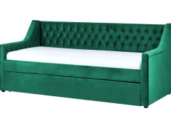 Udtræksseng Velour MONTARGIS 90 x 200 cm Smaragdgrøn
