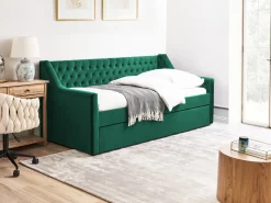 Udtræksseng Velour MONTARGIS 90 x 200 cm Smaragdgrøn