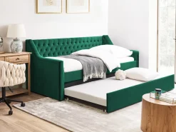 Udtræksseng Velour MONTARGIS 90 x 200 cm Smaragdgrøn