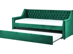Udtræksseng Velour MONTARGIS 90 x 200 cm Smaragdgrøn