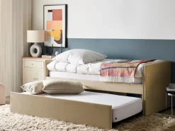 Udtræksseng Velour TROYES 90 x 200 cm Beige