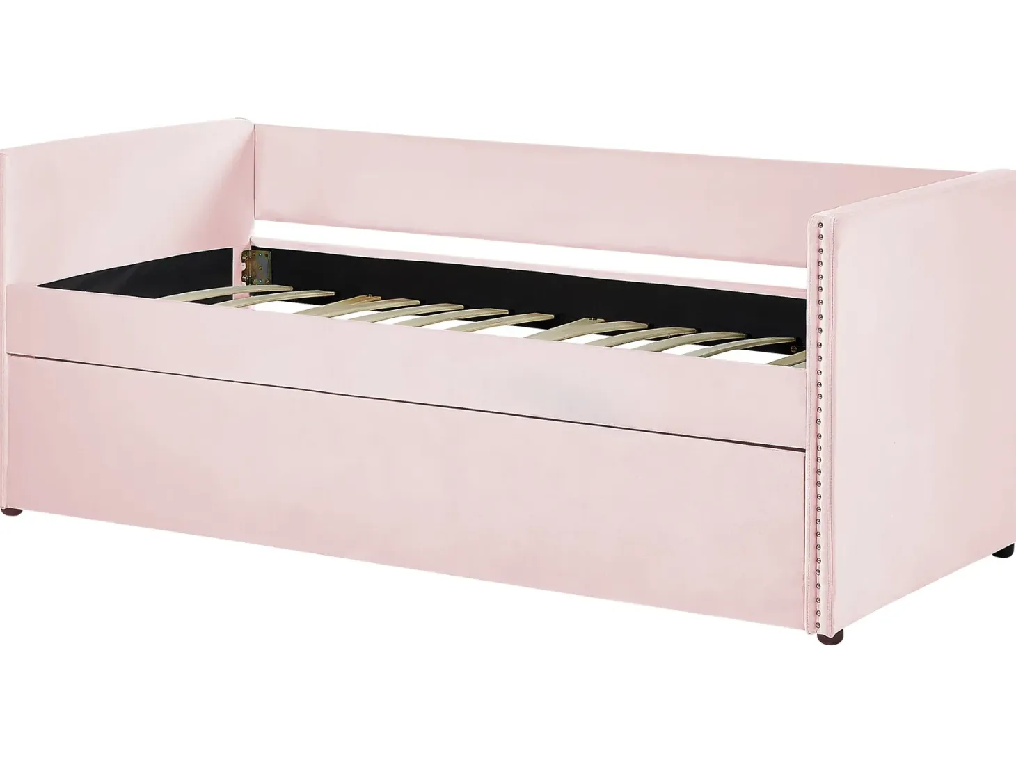 Udtræksseng Velour TROYES 90 x 200 cm Pastellrosa