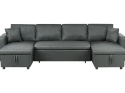 U-formet sovesofa 5 personers SOMMEN Mørkegrå med opbevaring