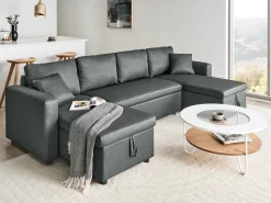 U-formet sovesofa 5 personers SOMMEN Mørkegrå med opbevaring
