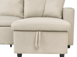 U-formet sovesofa 5 personers SOMMEN Lys Beige med opbevaring