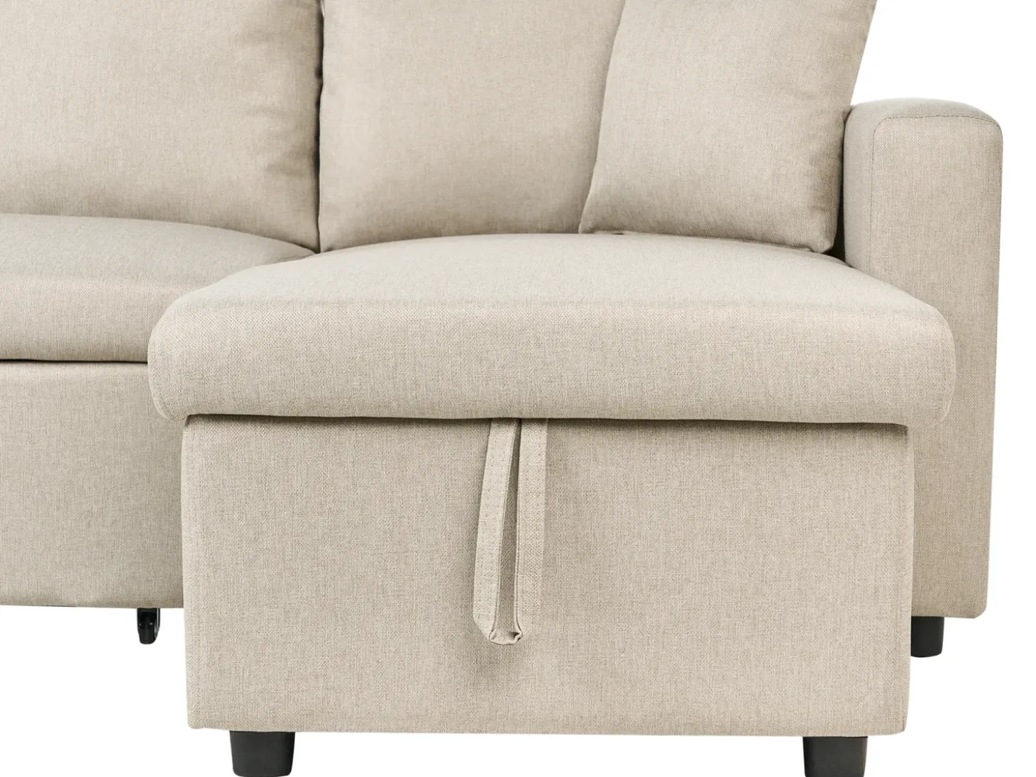 U-formet sovesofa 5 personers SOMMEN Lys Beige med opbevaring
