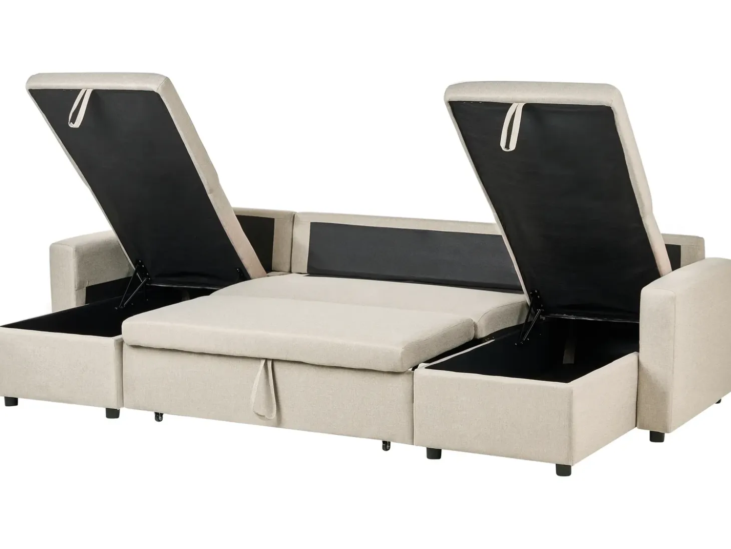 U-formet sovesofa 5 personers SOMMEN Lys Beige med opbevaring