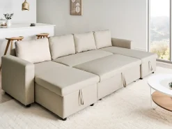 U-formet sovesofa 5 personers SOMMEN Lys Beige med opbevaring