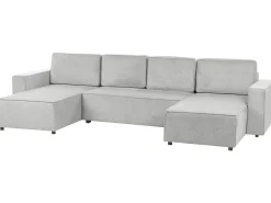 U-formet sovesofa 4 personers VATNE Lysegrå med opbevaring