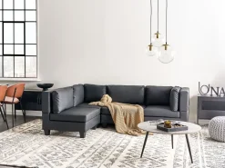 UNSTAD 4 personers Hjørnesofa modul Højrevendt Sort Kunstlæder