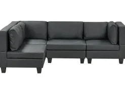 UNSTAD 4 personers Hjørnesofa modul Højrevendt Sort Kunstlæder