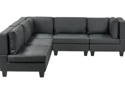 UNSTAD 5 personers Hjørnesofa modul Højrevendt Sort Kunstlæder