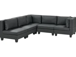 UNSTAD 5 personers Hjørnesofa modul Højrevendt Sort Kunstlæder