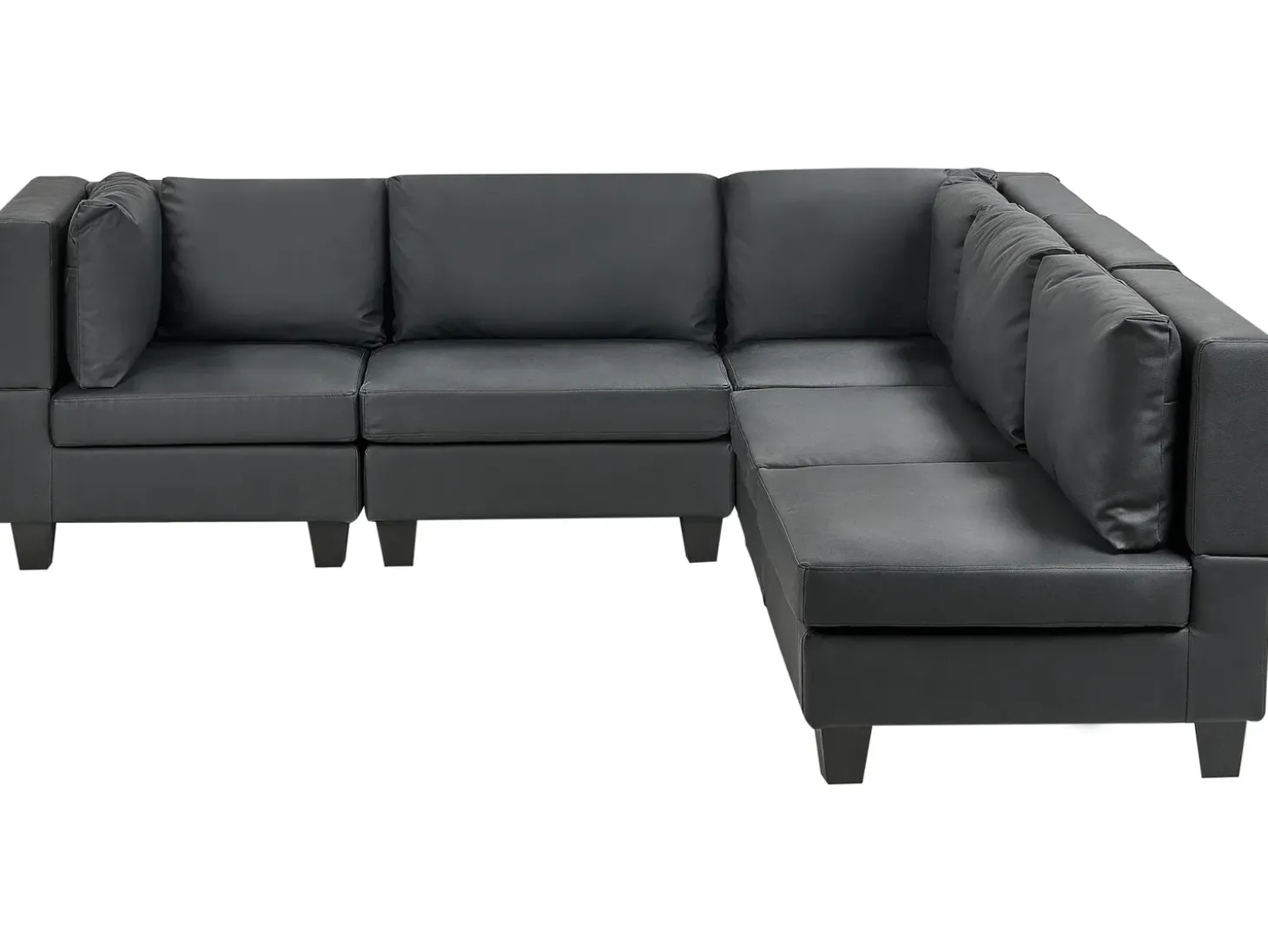UNSTAD 5 personers Hjørnesofa modul Venstrevendt Sort Kunstlæder