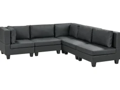UNSTAD 5 personers Hjørnesofa modul Venstrevendt Sort Kunstlæder