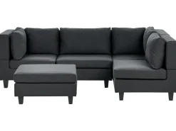UNSTAD 4 personers Hjørnesofa modul Venstrevendt Sort med fodskammel