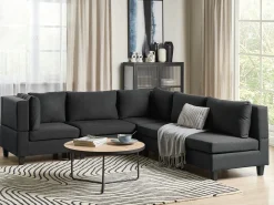 UNSTAD 5 personers Hjørnesofa modul Højrevendt Sort