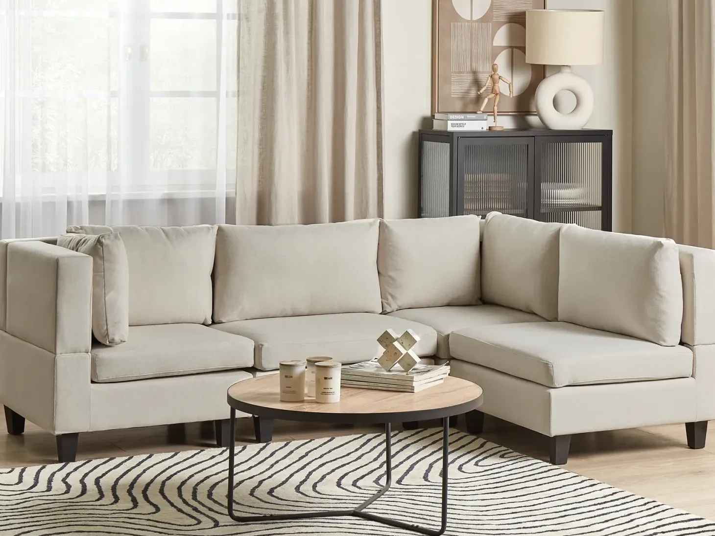 UNSTAD 4 personers Hjørnesofa modul Venstrevendt Lys Beige
