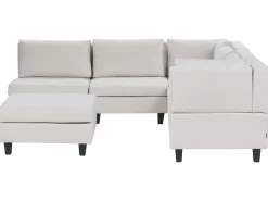 UNSTAD 5 personers Hjørnesofa modul Venstrevendt Lys Beige med fodskammel