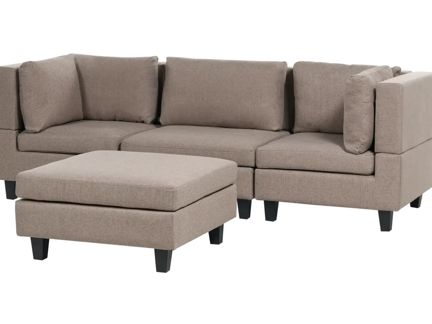 UNSTAD 3 personers Modulsofa Brun med fodskammel