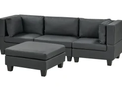 UNSTAD 3 personers Modulsofa Sort Kunstlæder