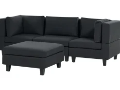 UNSTAD 3 personers Modulsofa Sort med fodskammel