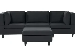 UNSTAD 3 personers Modulsofa Sort med fodskammel