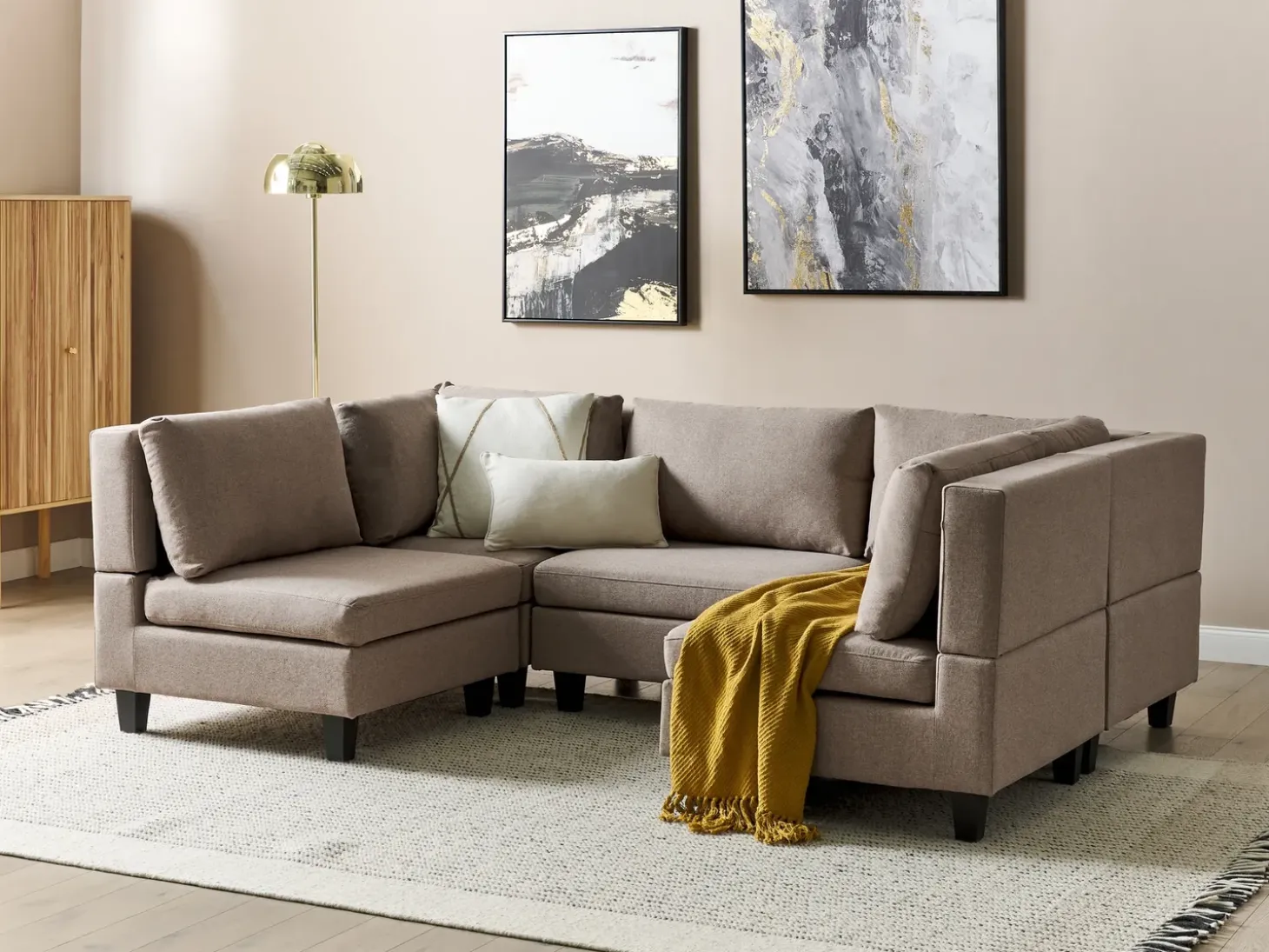 UNSTAD 5 personers U-formet modulsofa Brun