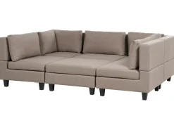 UNSTAD 5 personers U-formet modulsofa Brun med fodskammel