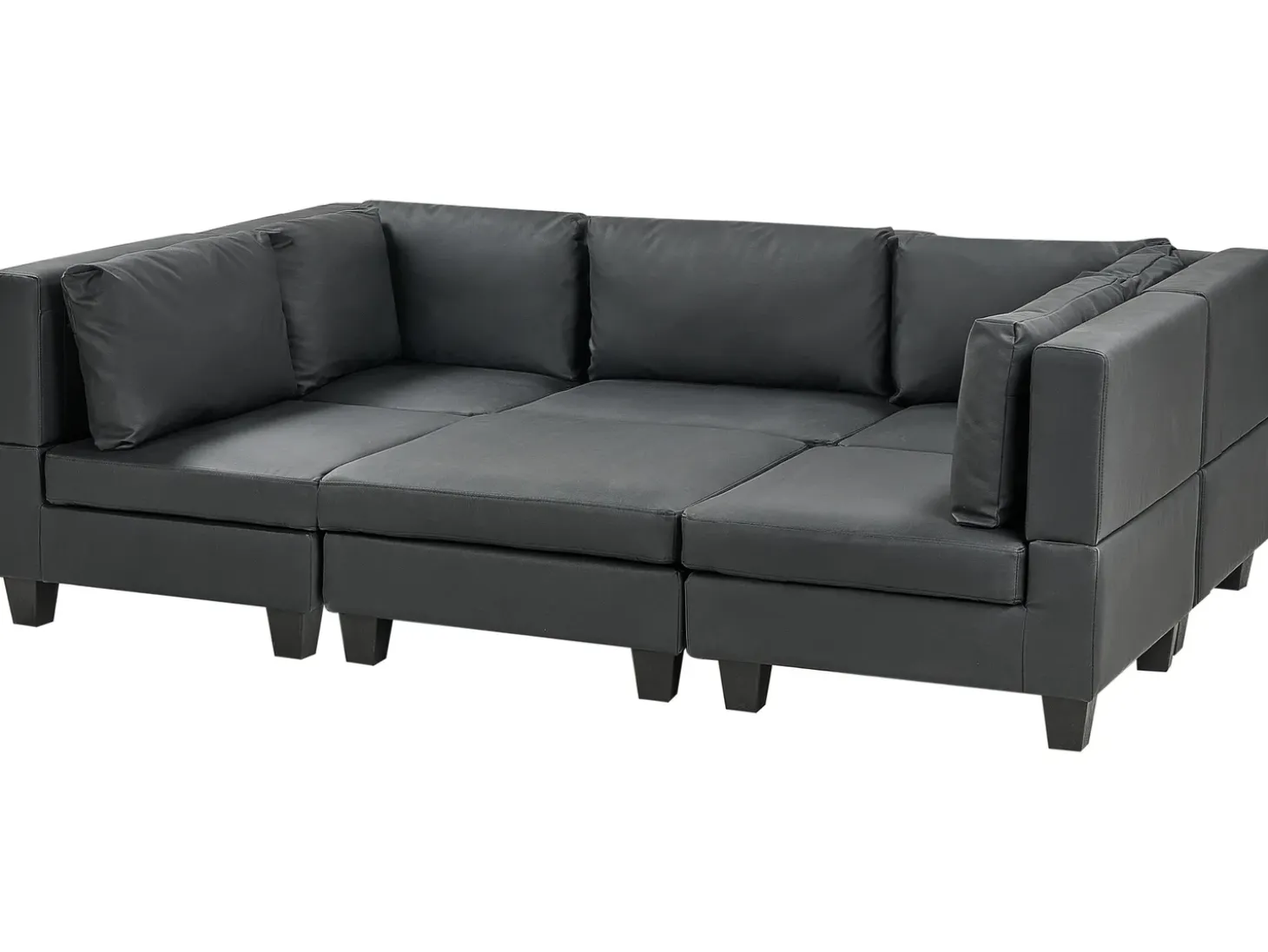 UNSTAD 5 personers U-formet modulsofa Sort Kunstlæder
