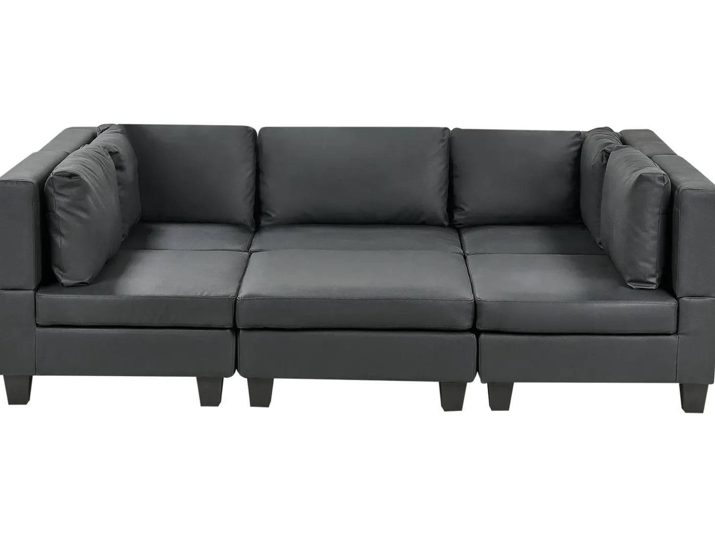 UNSTAD 5 personers U-formet modulsofa Sort Kunstlæder